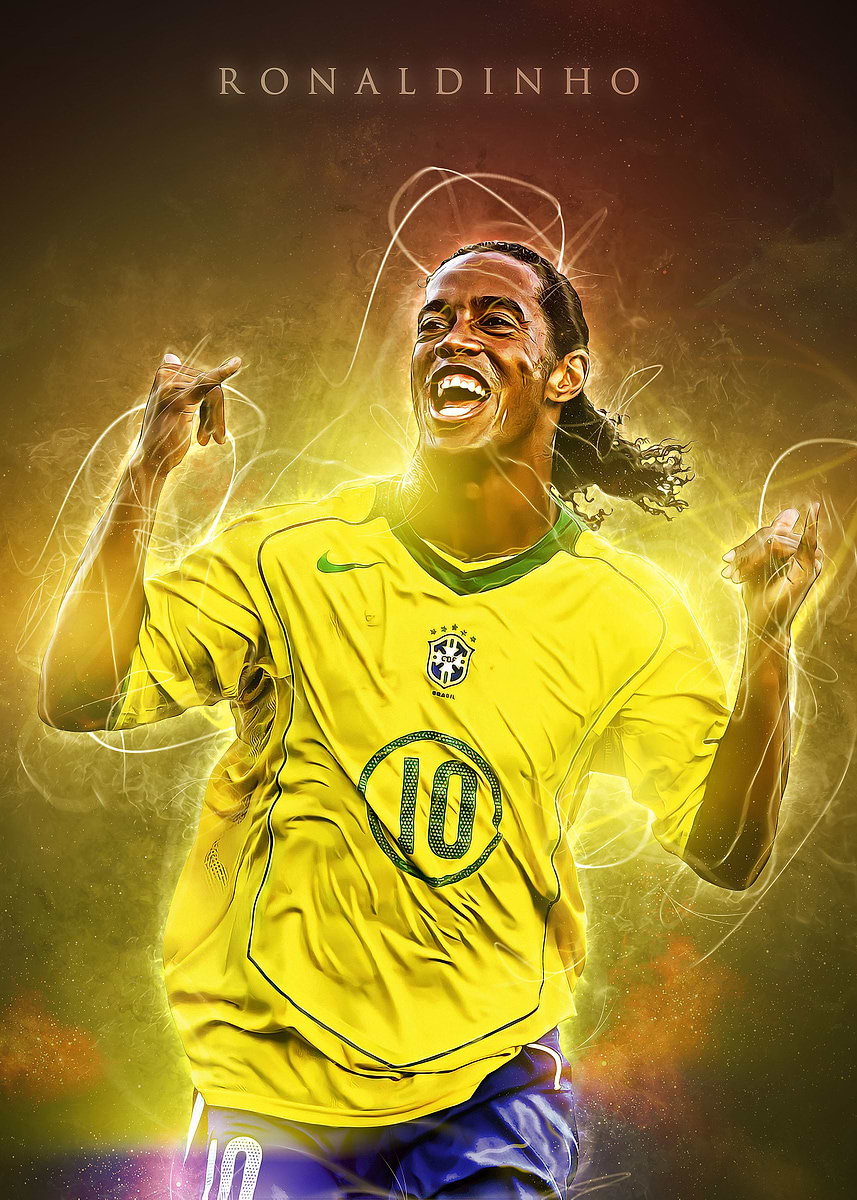 Ronaldinho Poster' Poster, picture, metal print, paint by The