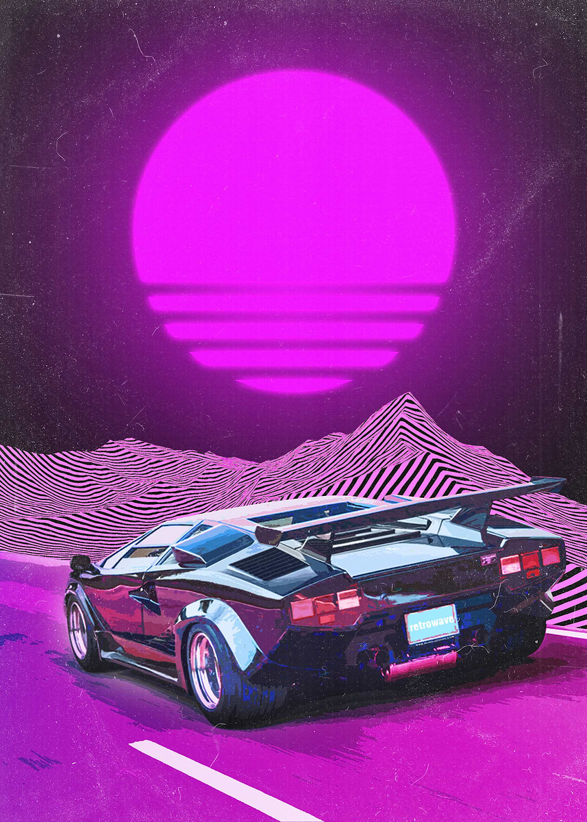Miniy Countach 'COUNTACH' Poster, picture, metal print, paint by Exhozt | Displate