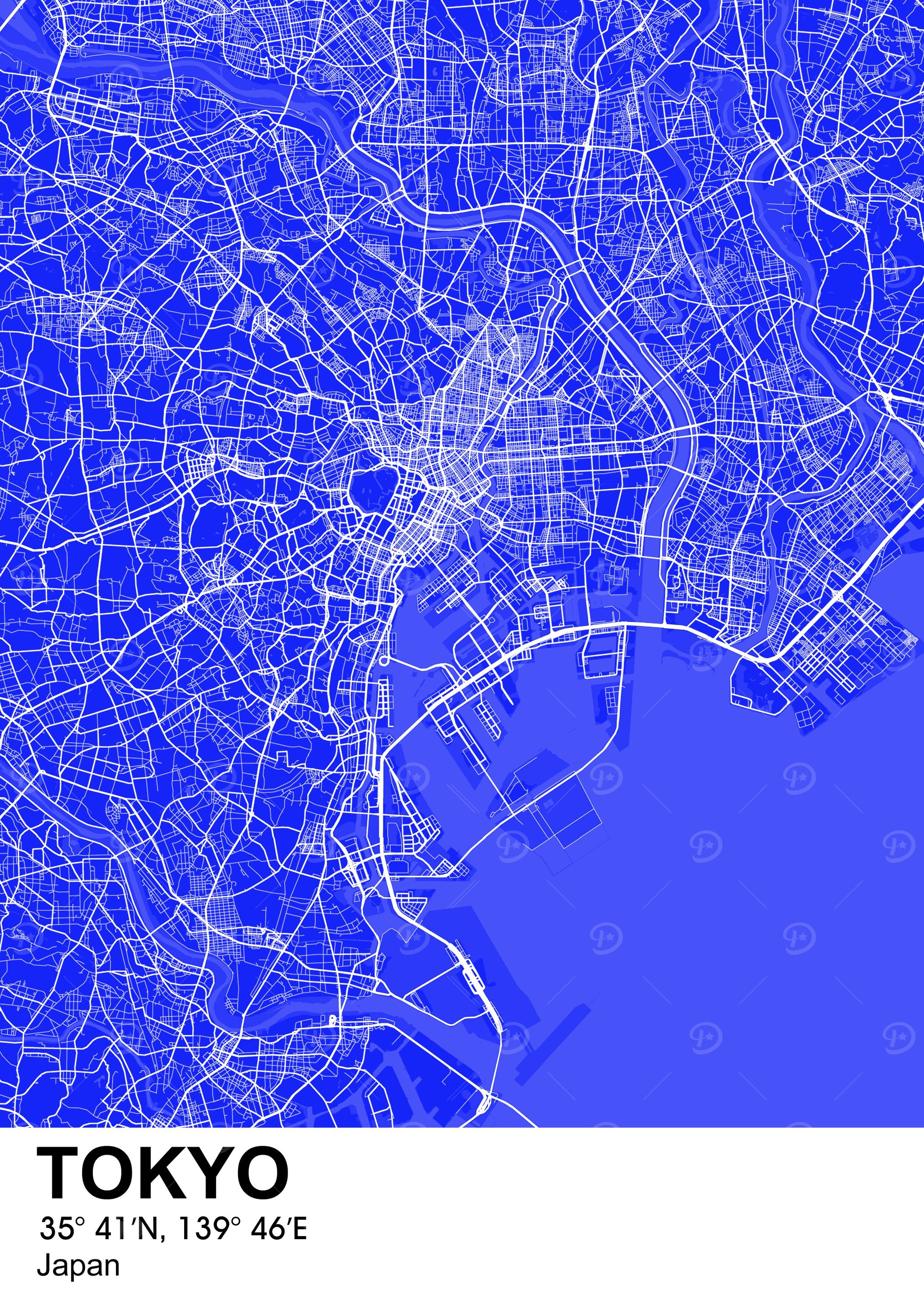 Tokyo Map Color 'tokyo color city map' Poster, picture, metal print, paint by Project X ...