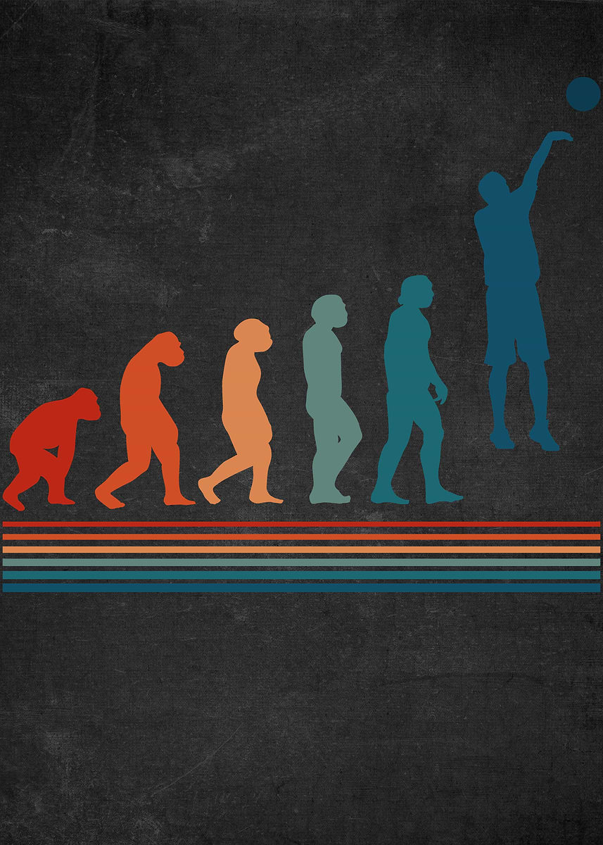 'Basketball Retro Evolution' Poster, picture, metal print, paint by ...