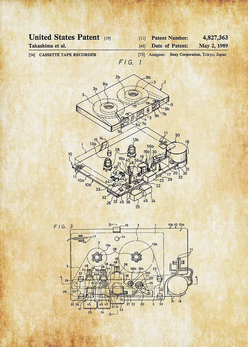 Sony Walkman Patent' Poster, picture, metal print, paint by Lloyd