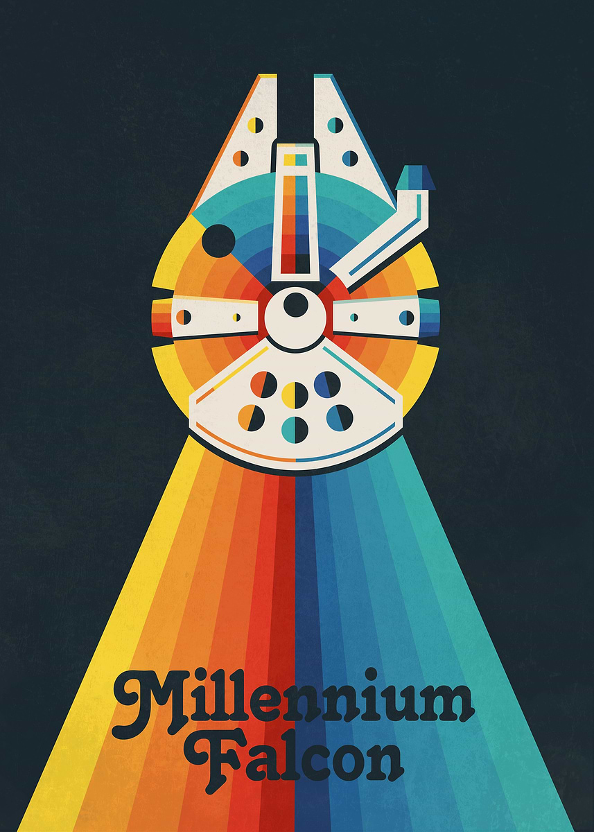 Millenium Falcon Rainbow' Poster, picture, metal print, paint by