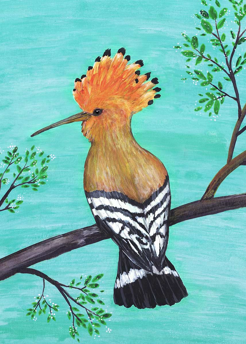 Abstract Hoopoe 'Hoopoe' Poster, picture, metal print, paint by Bianca Wisseloo | Displate