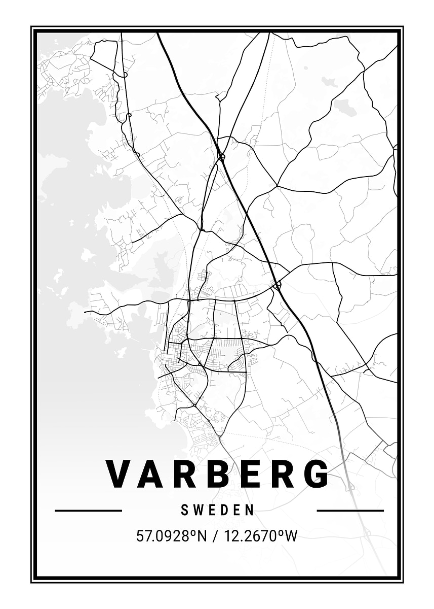 'Varberg Light City Map' Poster, picture, metal print, paint by Tien ...