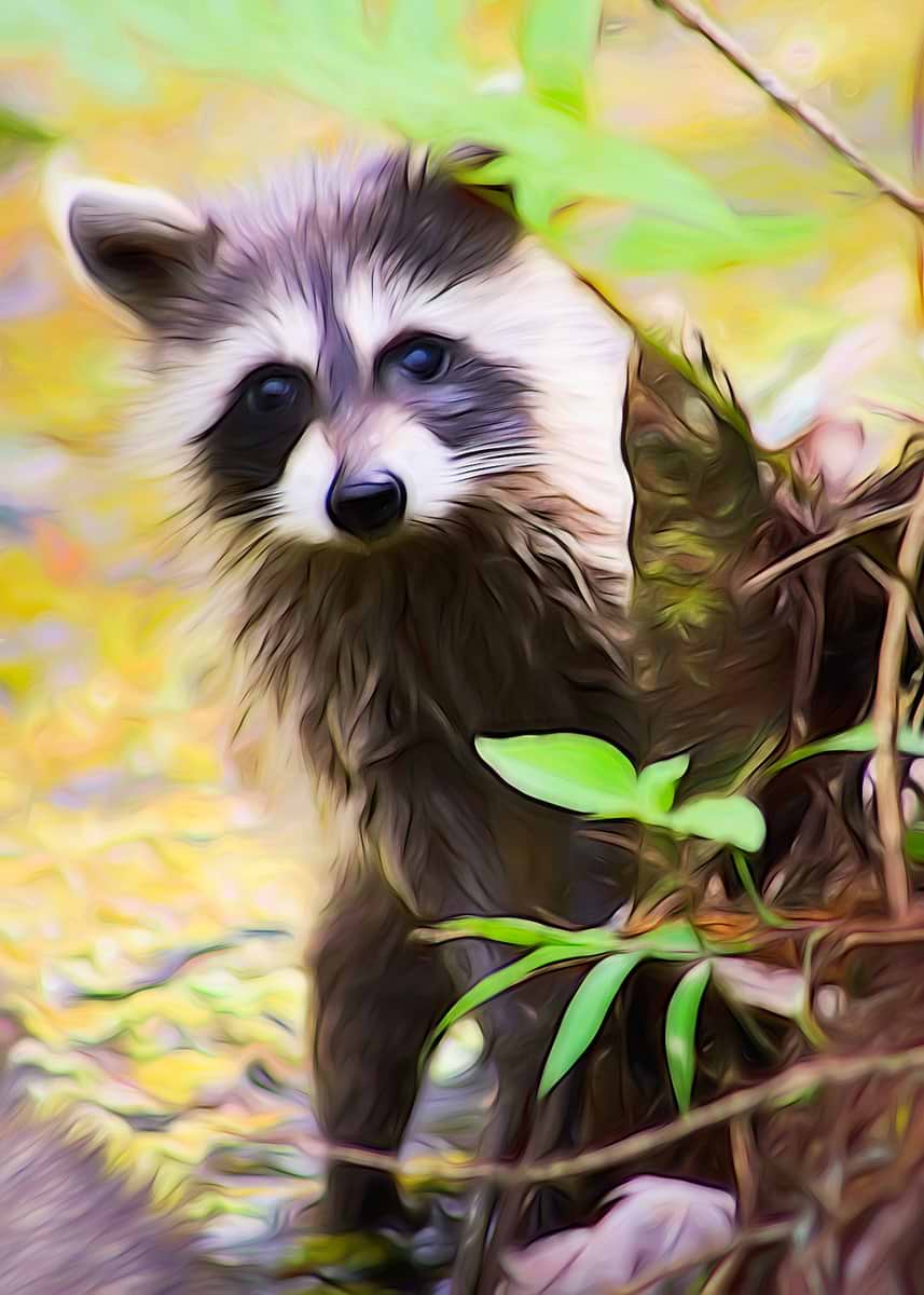 'Cute Raccoon' Poster, picture, metal print, paint by Armstrong | Displate