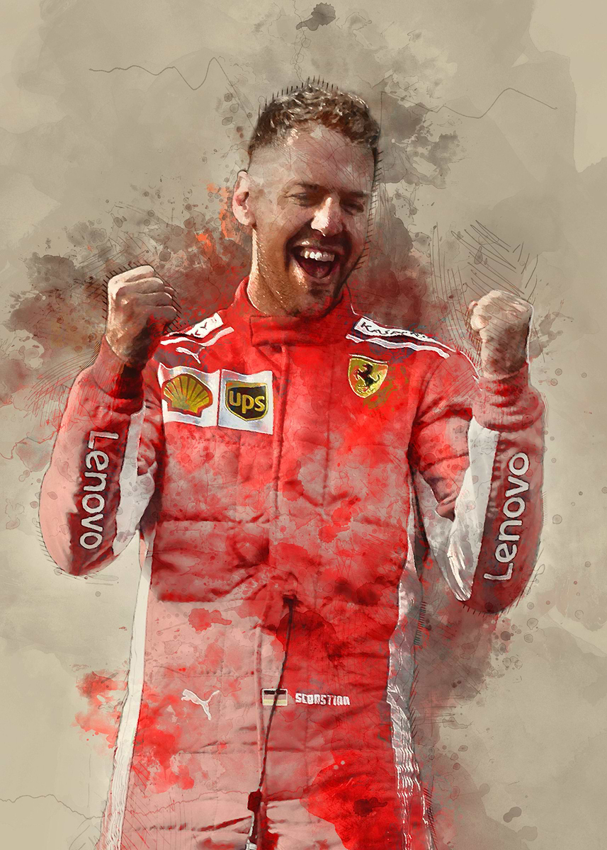 'Sebastian Vettel' Poster, picture, metal print, paint by PADA GROUP ...