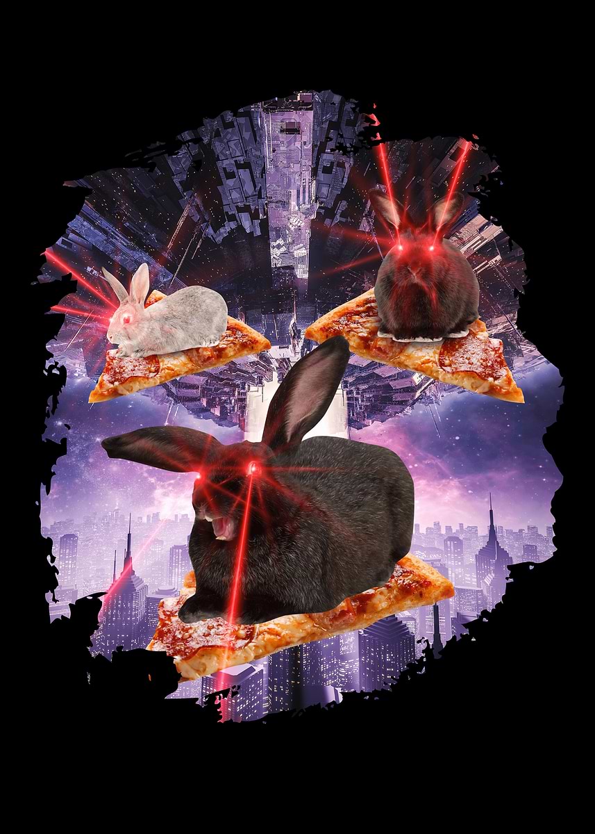 'Laser Rabbit Pizza Bunny' Poster, picture, metal print, paint by Mooon ...