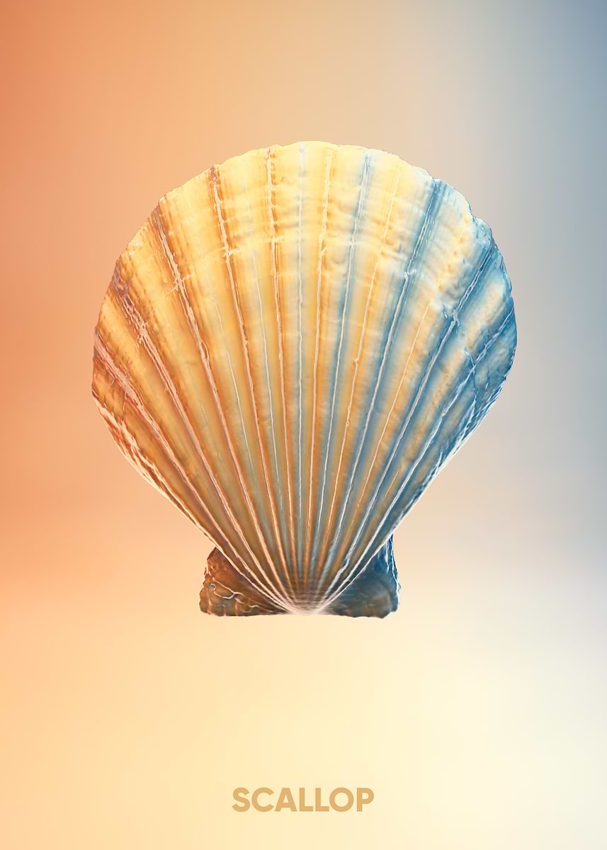 Scallop Shell Poster 'sea ocean Scallop' Poster, picture, metal print, paint by SplashDesign ...