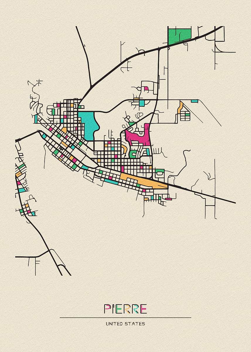 Pierre Reece Maps 'Pierre Map' Poster, picture, metal print, paint by Deniz A. | Displate