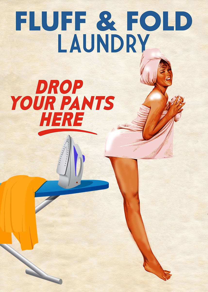 Naughty Laundry Fluff Fold' Poster, picture, metal print, paint by