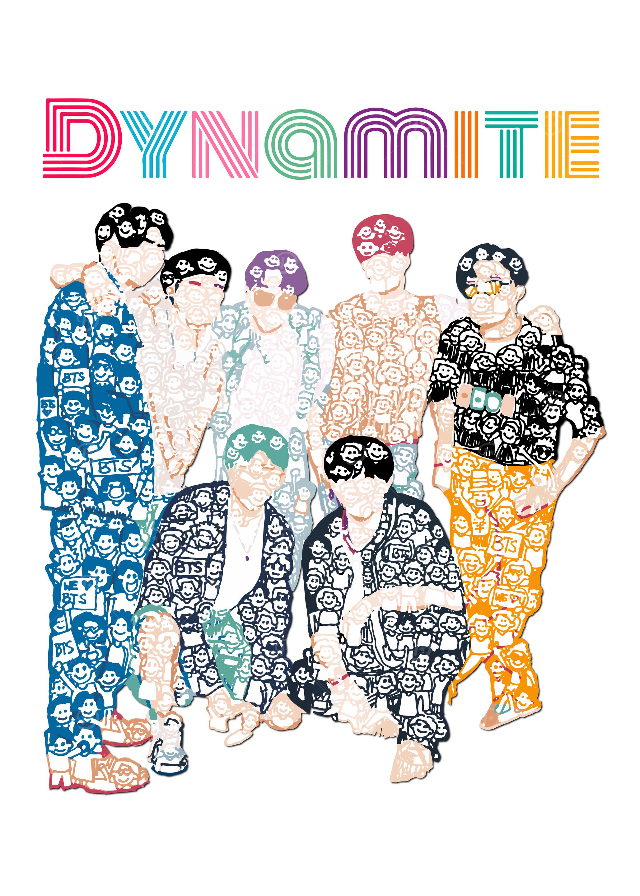 BTS Dynamite Doodle' Poster, picture, metal print, paint by Ces