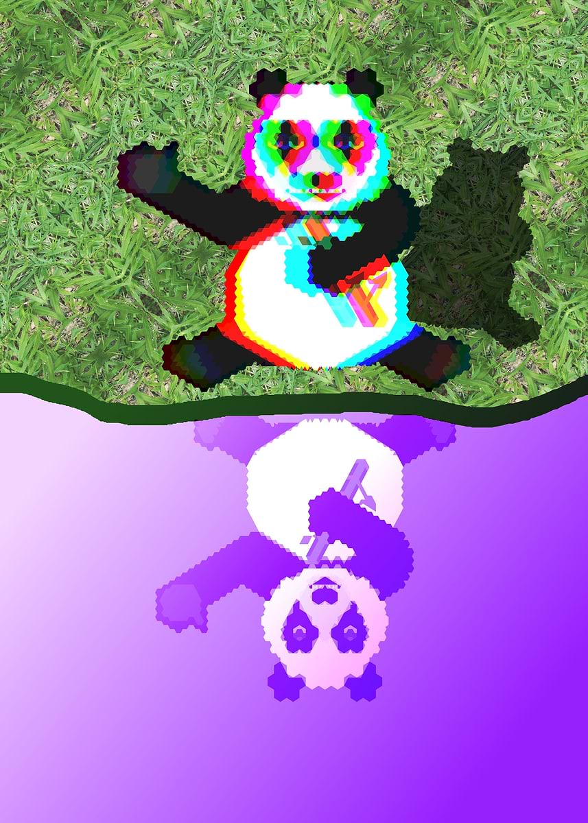 'Vaporwave Panda Reflection' Poster, picture, metal print, paint by ...