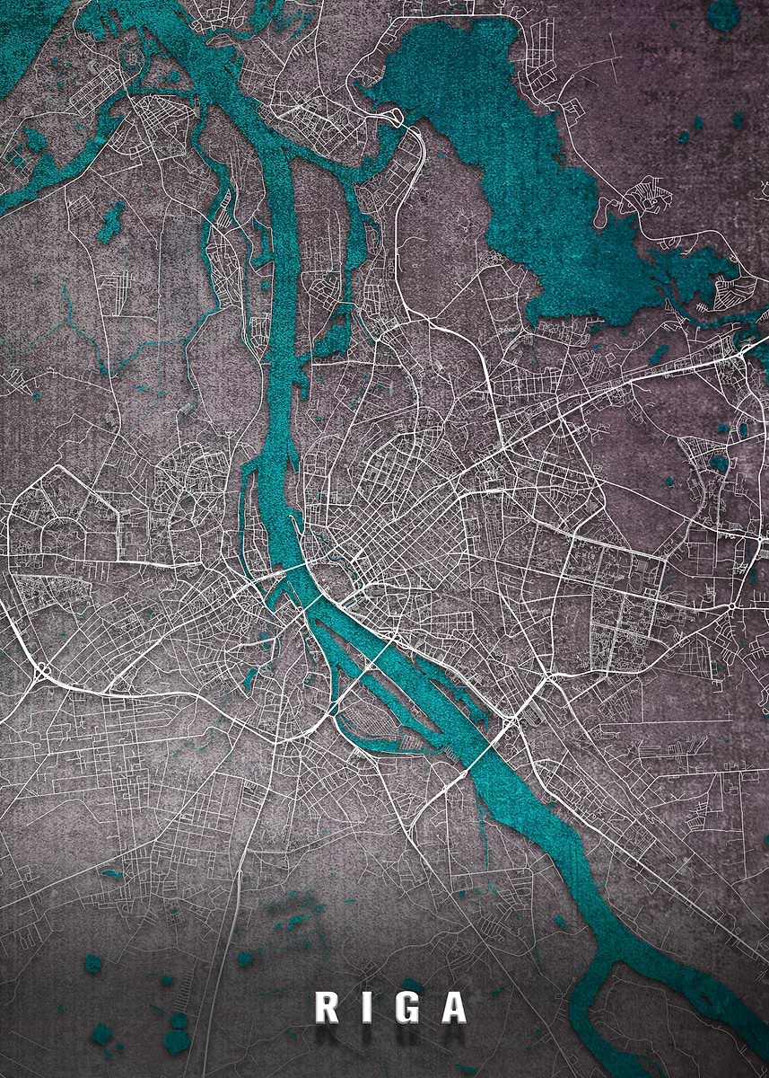 'Riga Map' Poster, picture, metal print, paint by Maksymilian Kulig ...
