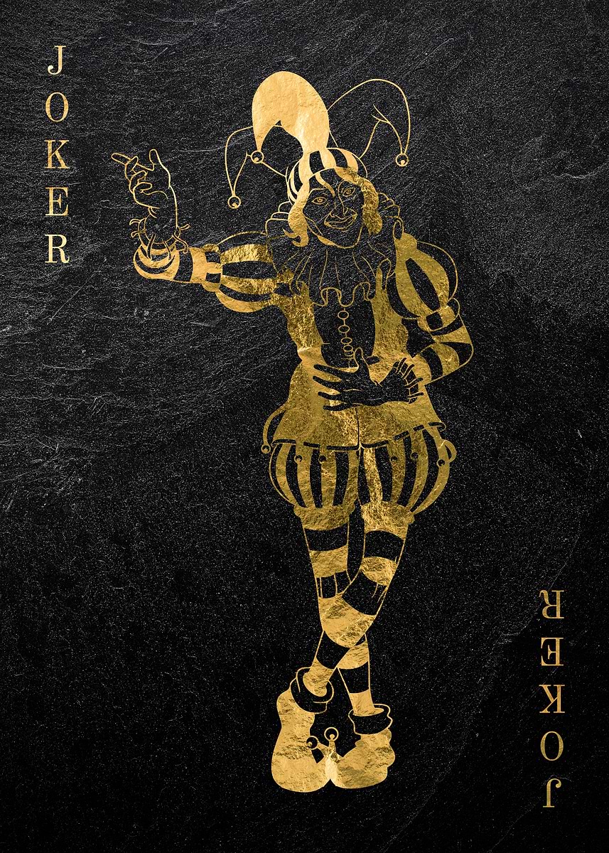 Playing card Joker gold' Poster, picture, metal print, paint by