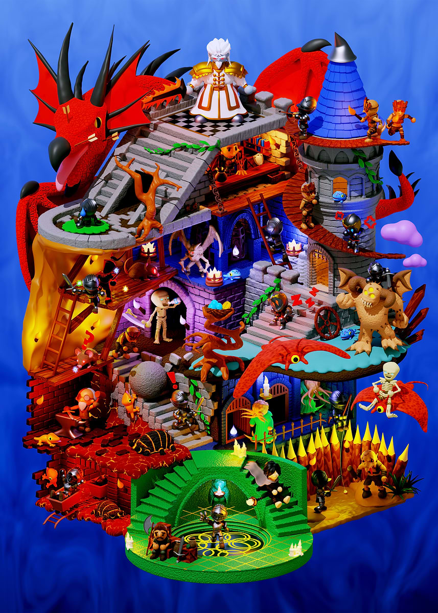 Demon's Demake' Poster, picture, metal print, paint by Iron