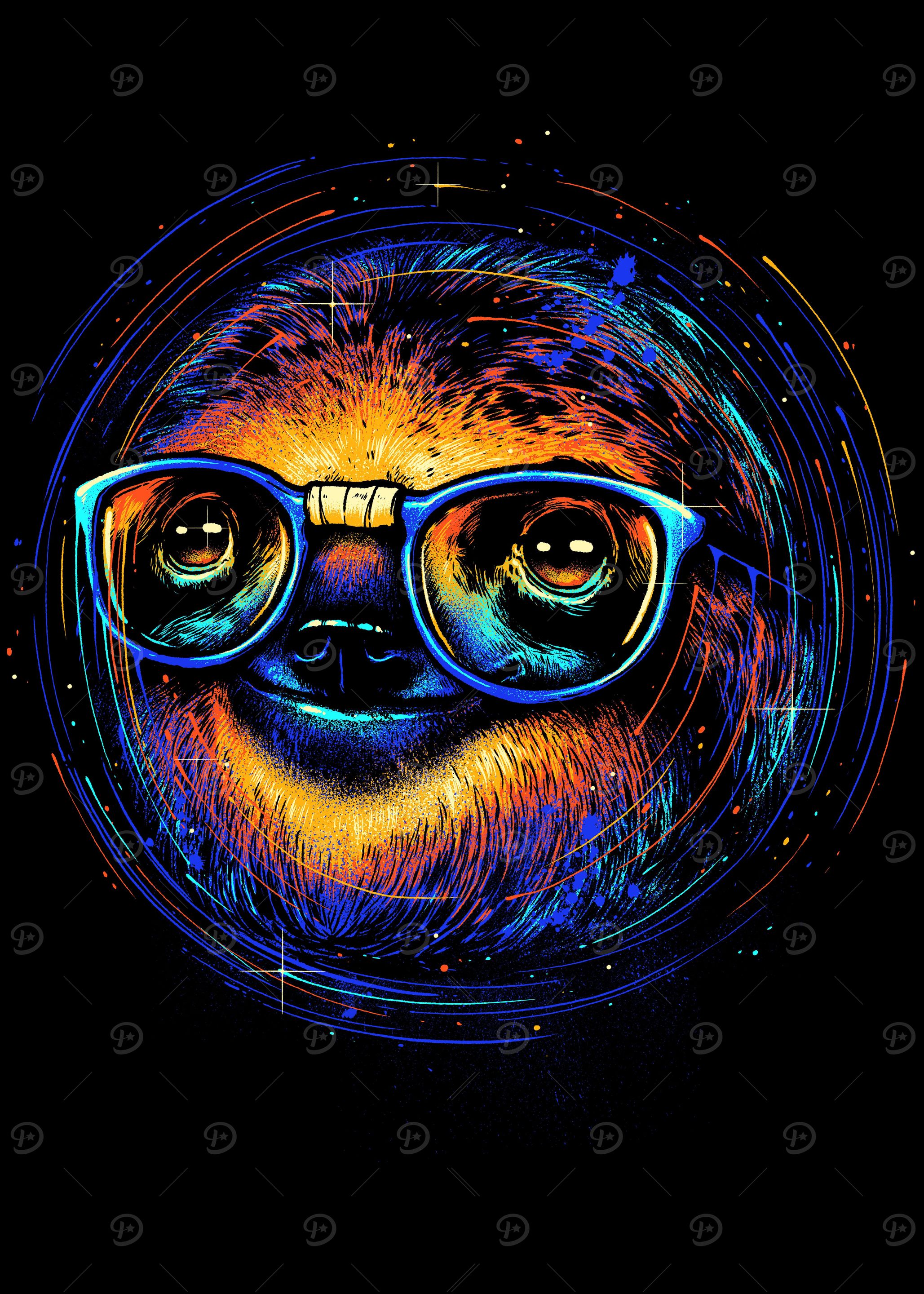 'Cosmic Sloth' Poster, picture, metal print, paint by glitchygorilla ...