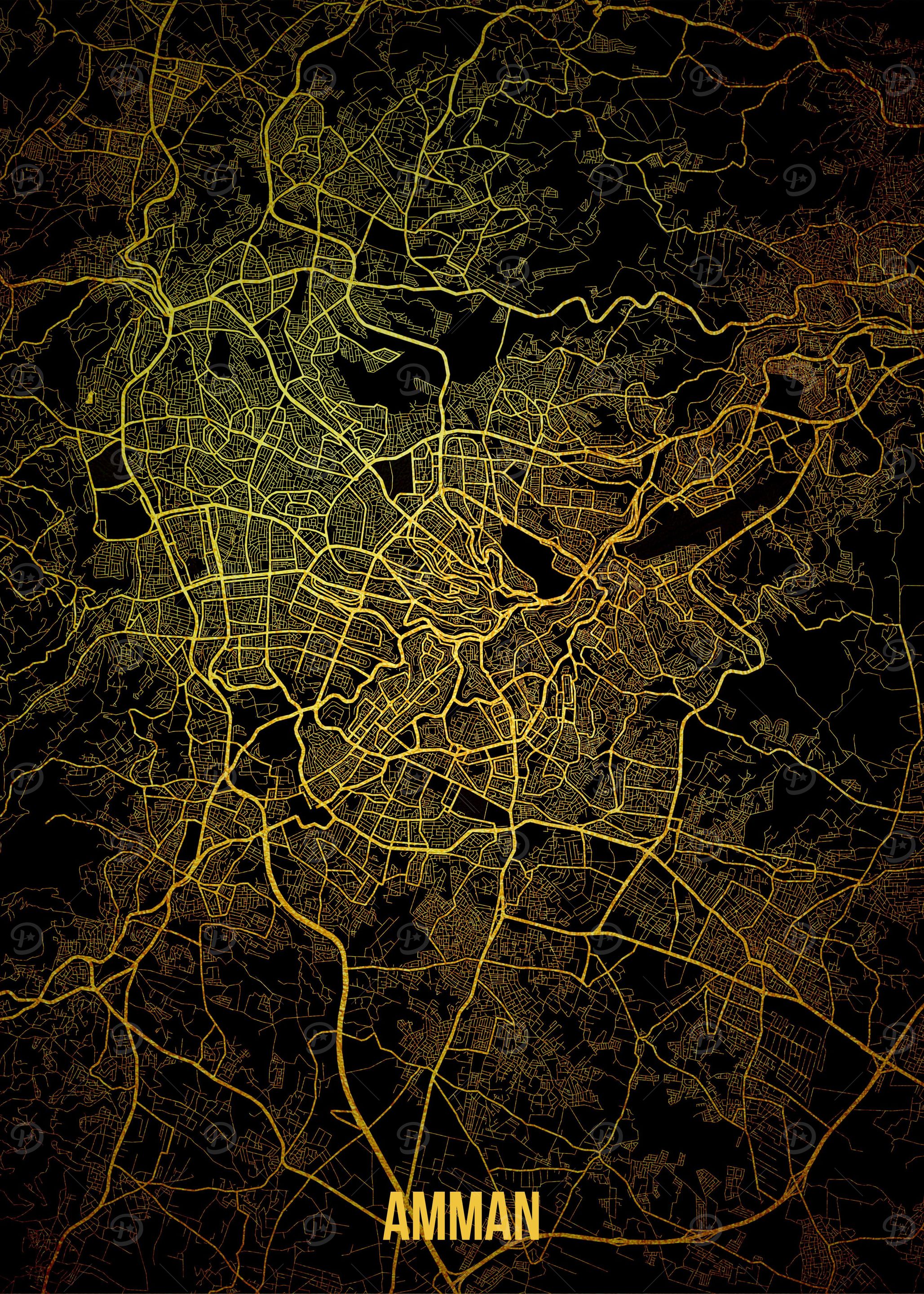 'Amman gold map' Poster, picture, metal print, paint by LUNGHISTE ...