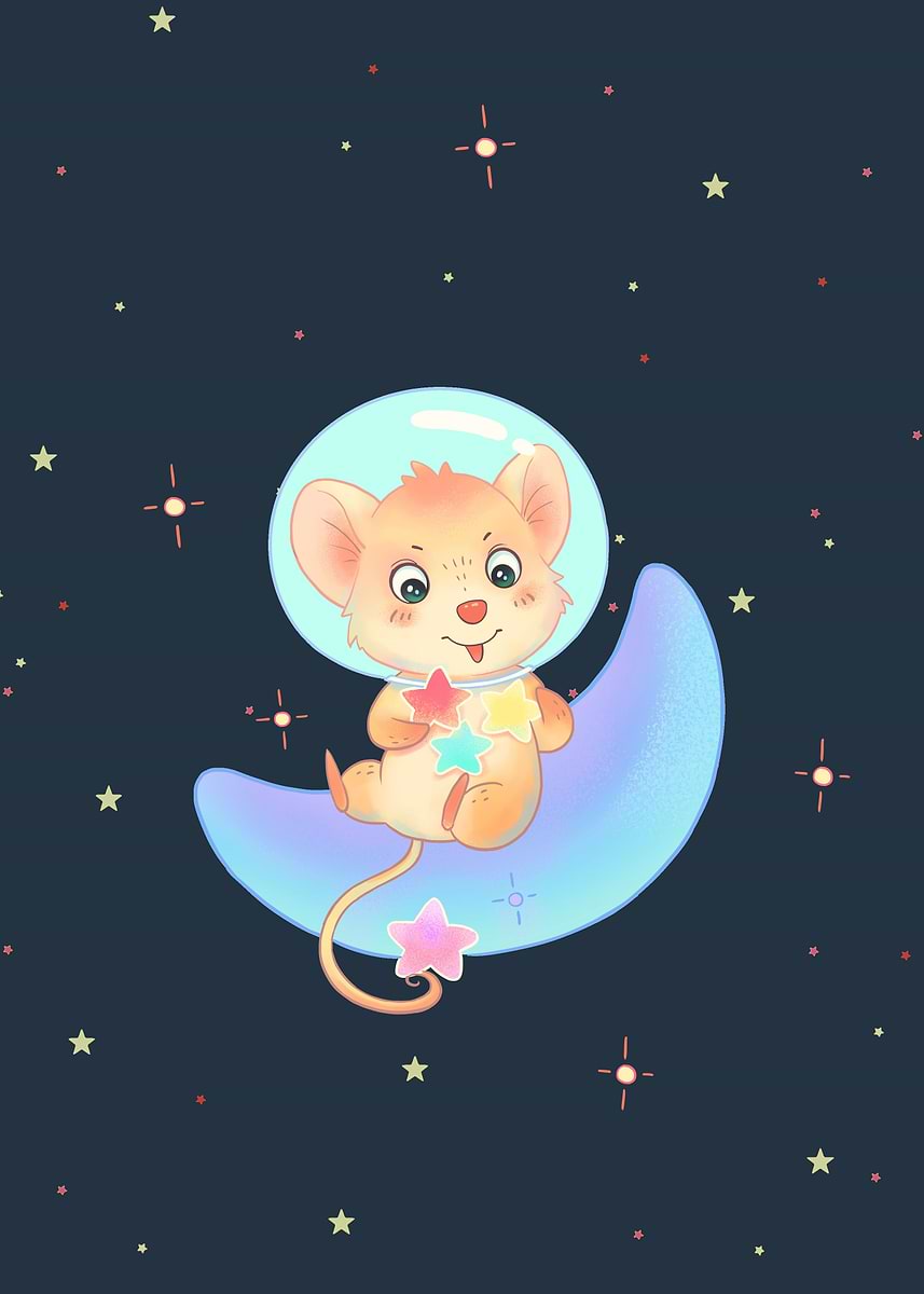 'Space Mouse' Poster, picture, metal print, paint by Silver Oak Design ...
