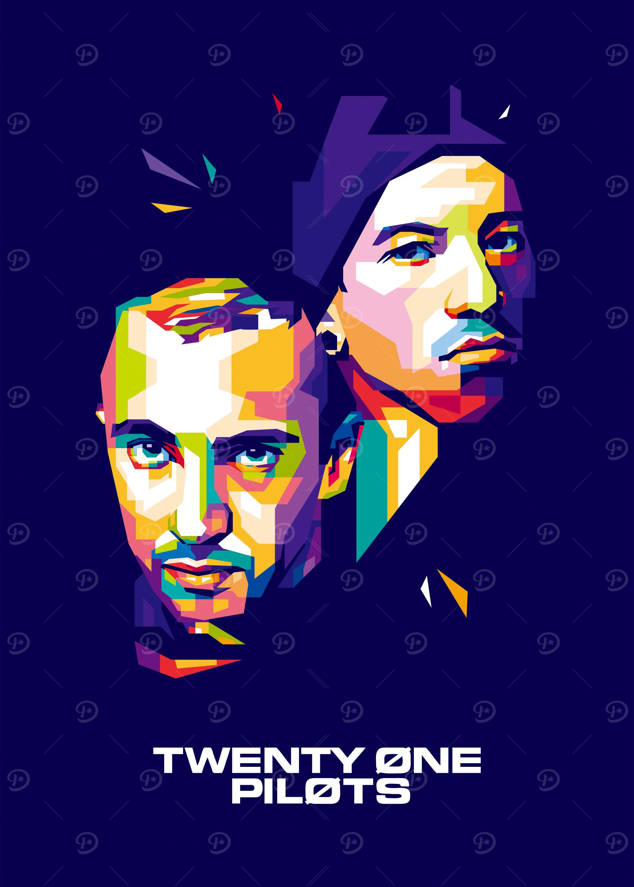 WALLPAPER AND THE ARTIST 壁紙とアーティスト（英語版） Twenty One Pilots Pop Art' Poster, picture, metal print, paint by