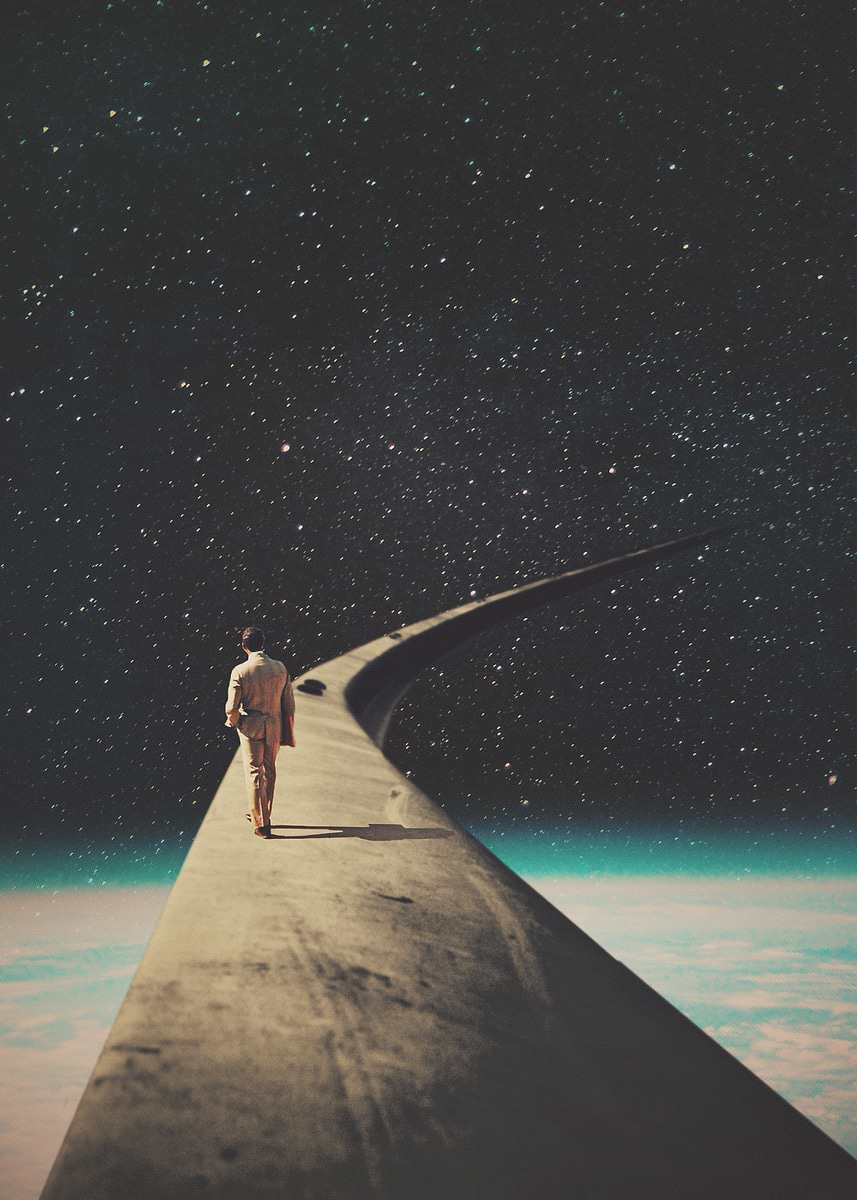 We chose this road my dear. Don’t look back, don’t be afraid, you are not alone. // Digital Retro Space Collage