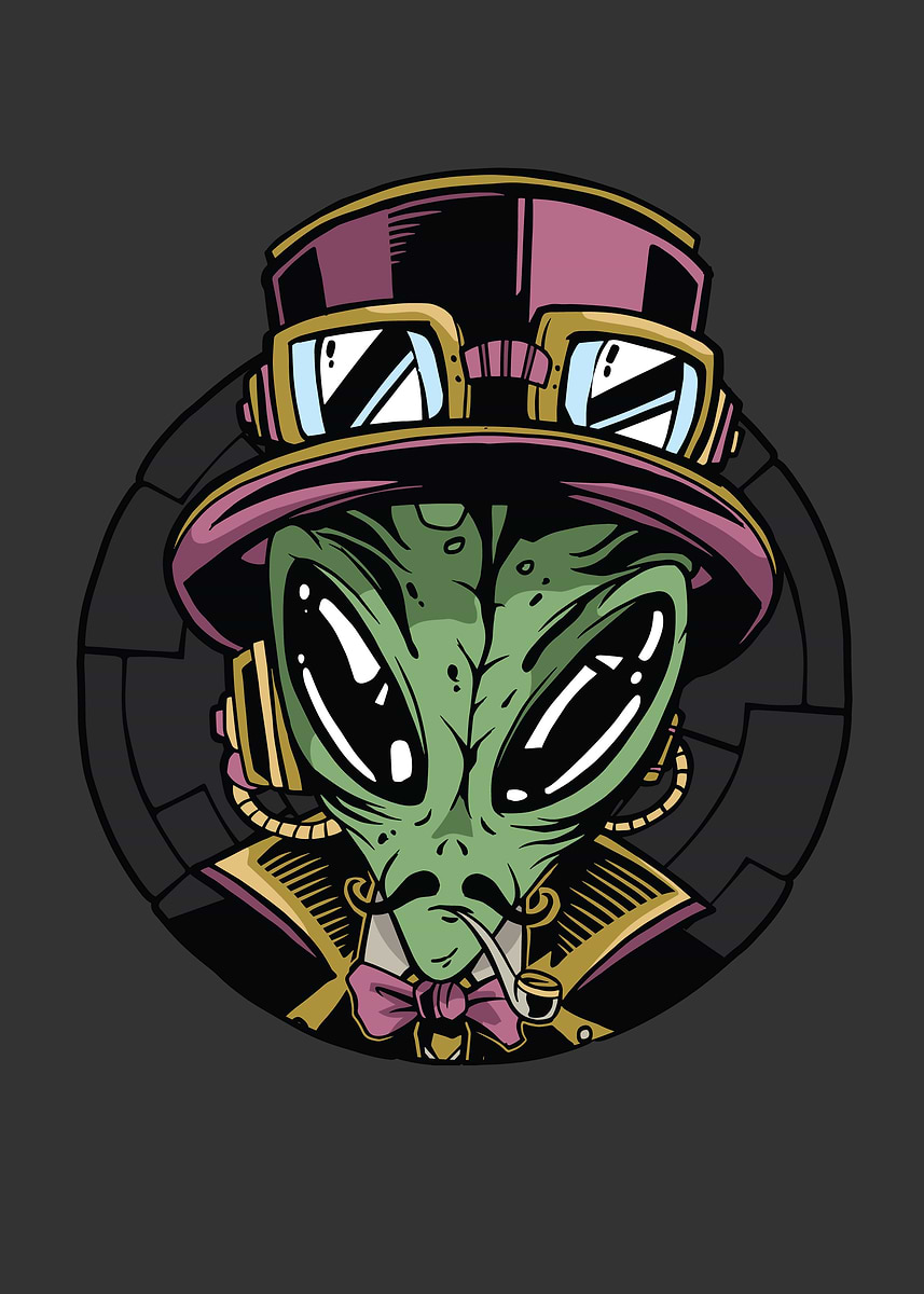 'STEAMPUNK ALIEN' Poster, picture, metal print, paint by StonerPlates ...