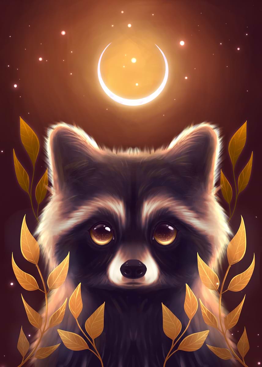 Foreshadow Racoon 'Racoon Forest Guardian' Poster, picture, metal print, paint by Zuzana ...