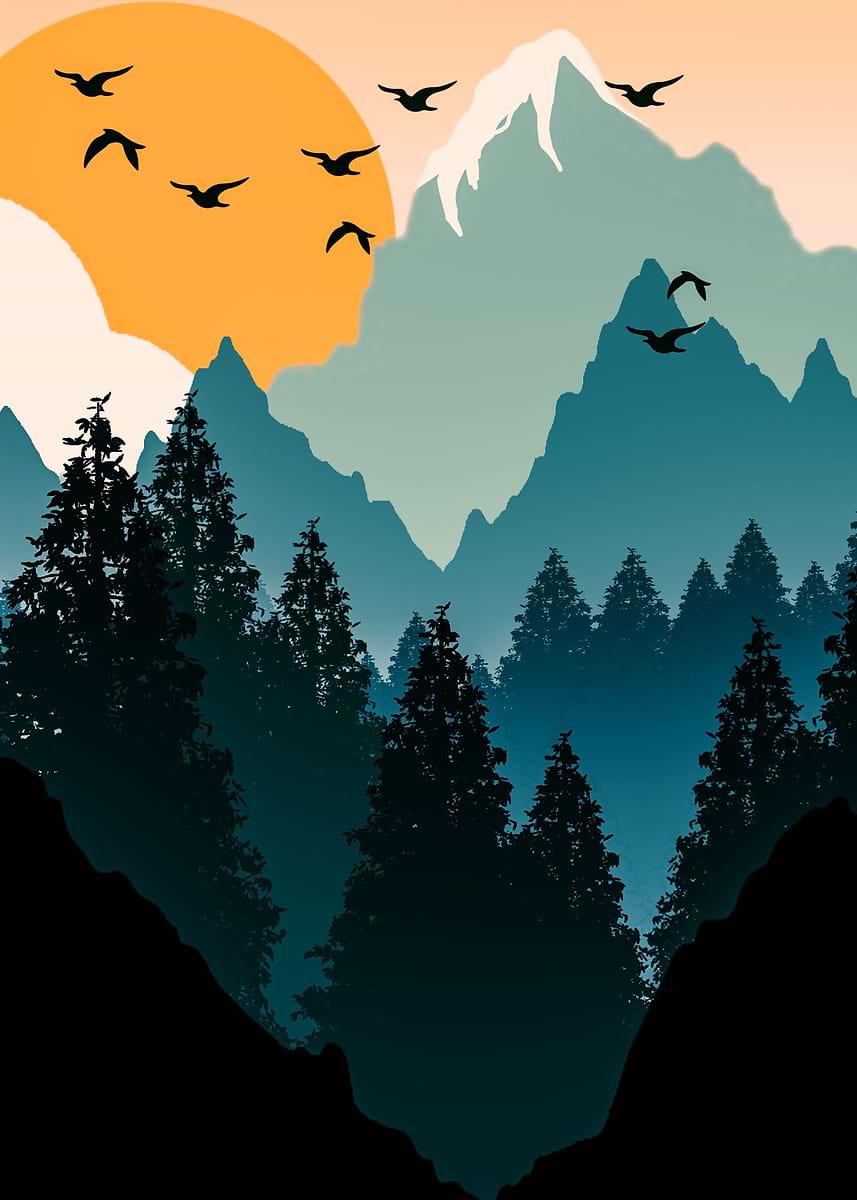 'Spring Mountain' Poster, picture, metal print, paint by Carbon Beaver ...