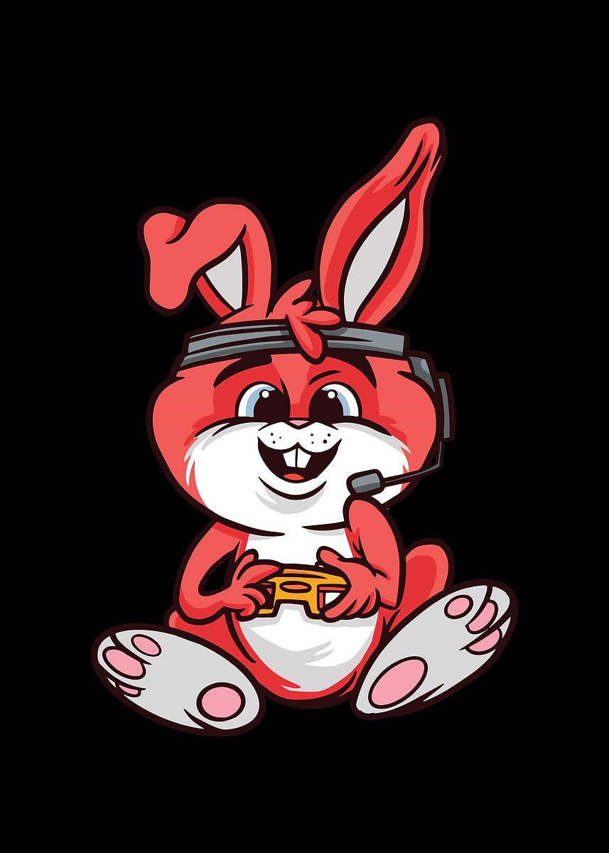 Gaming Rabbit Poster 'GAMING RABBIT' Poster, picture, metal print, paint by ...