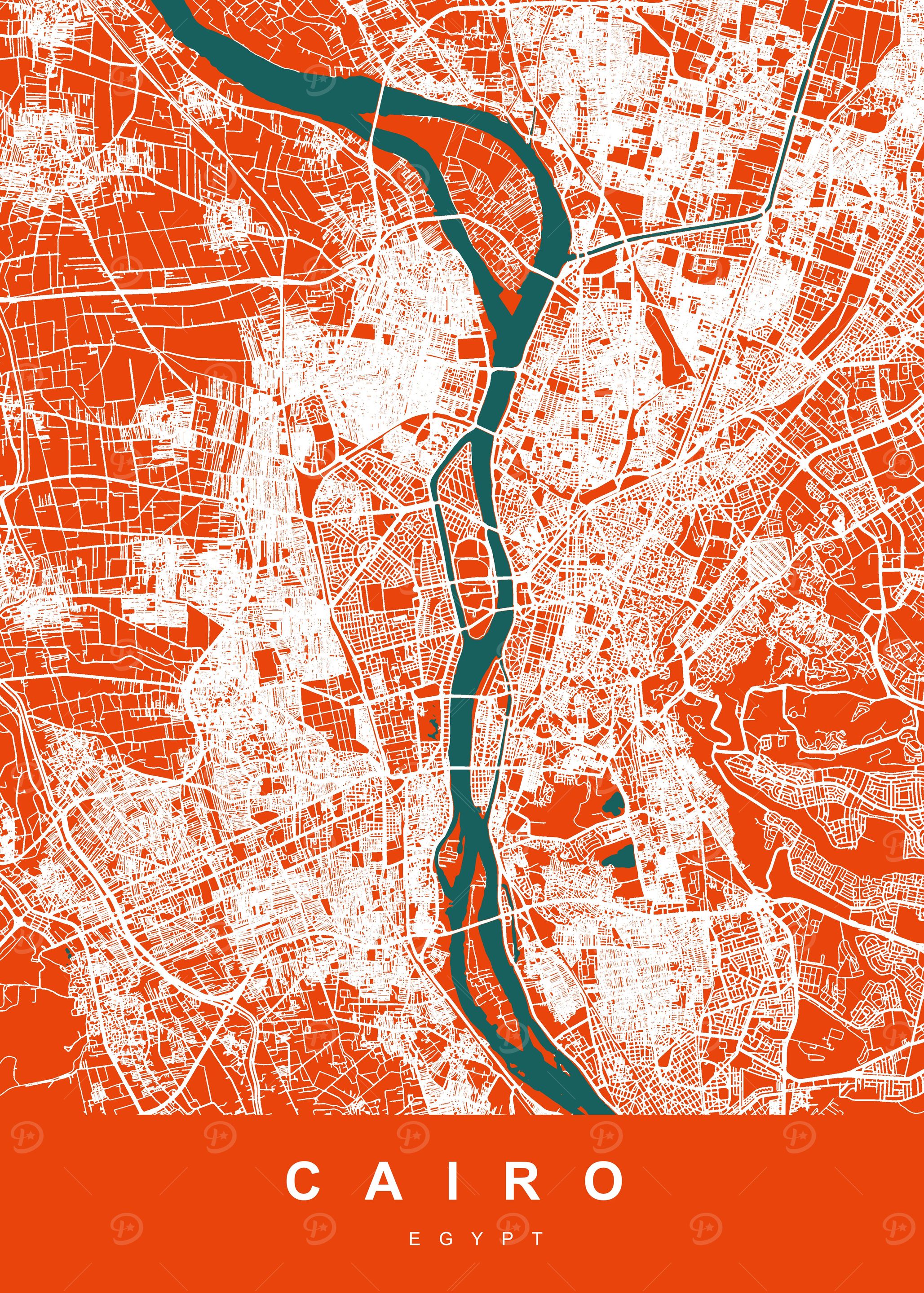 'Cairo City Map Egypt ' Poster, picture, metal print, paint by ...