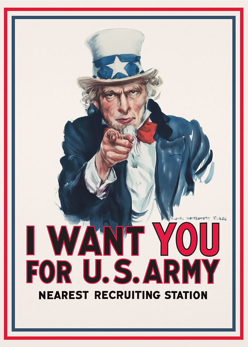 Uncle Sam classic poster Poster, Picture & Metal Print – Military