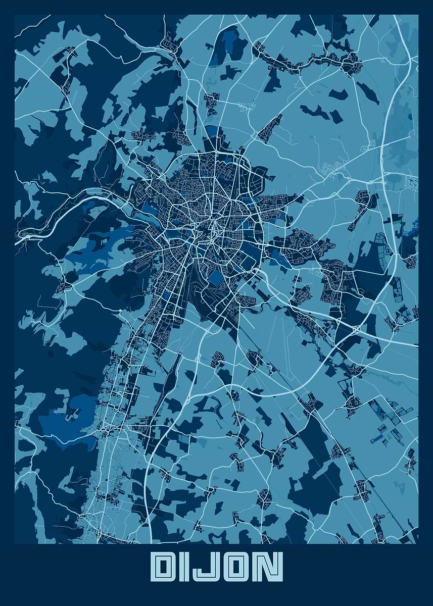 'Dijon Peace City Map' Poster, picture, metal print, paint by Tien ...