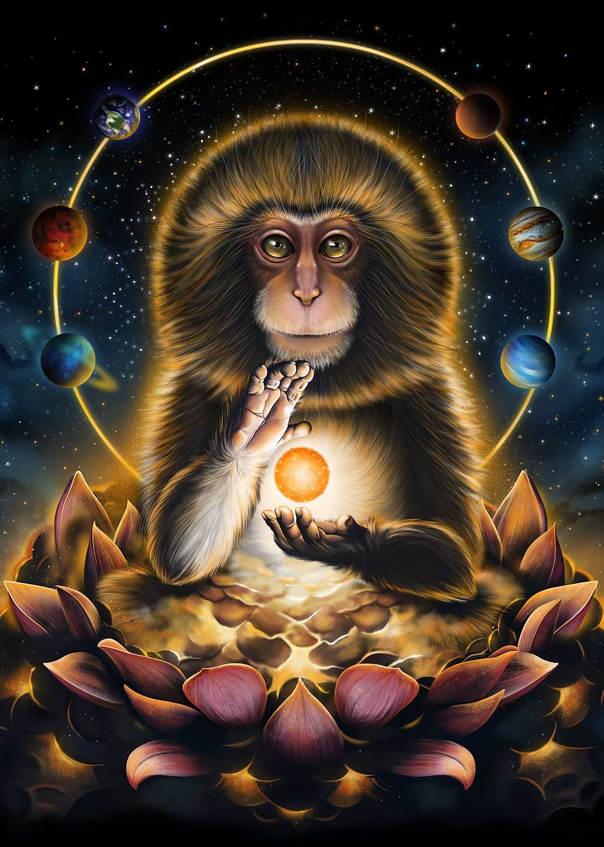 Enlightenment of Monkey' Poster, picture, metal print, paint by