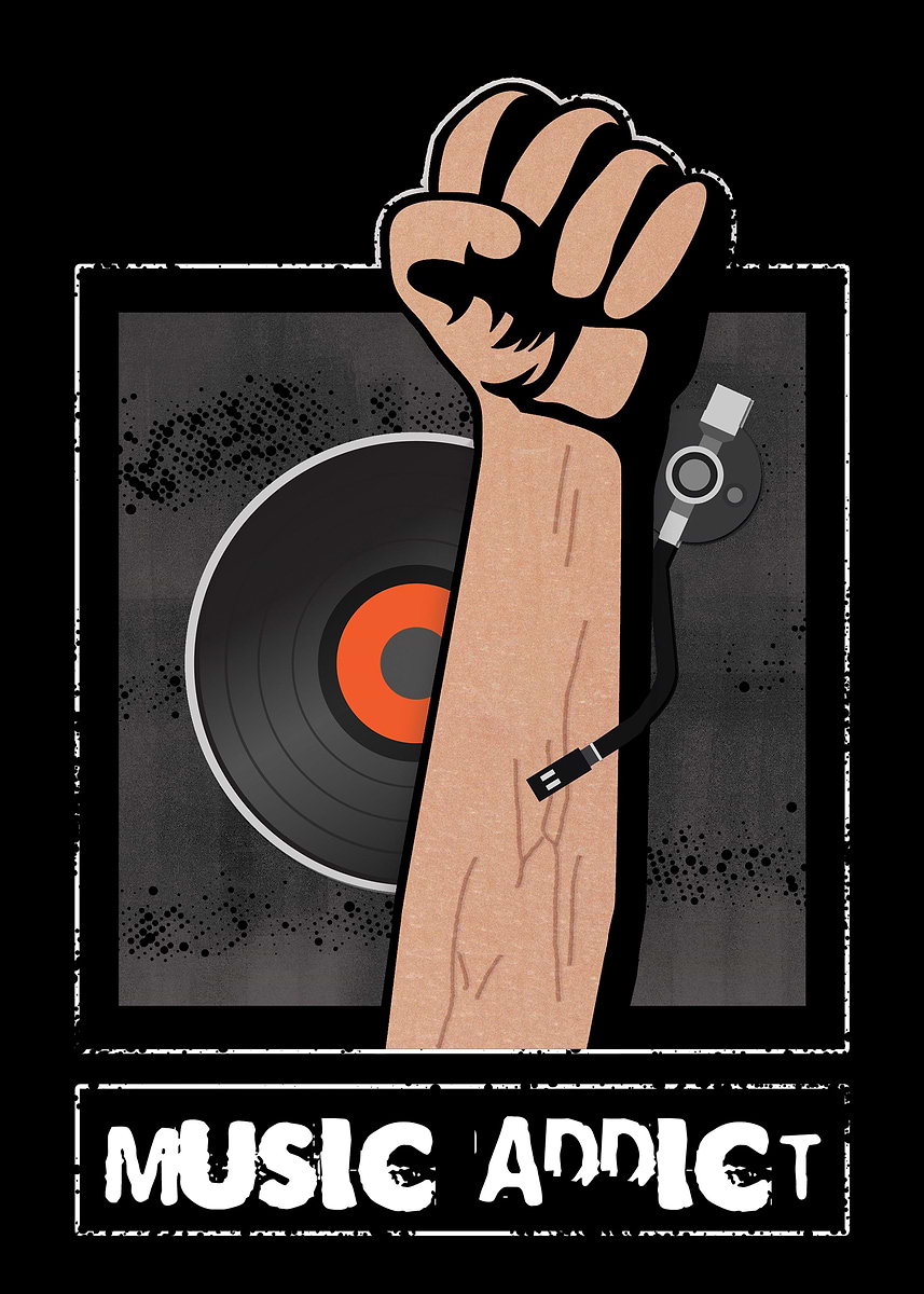 Music Addict Vinyl Player' Poster, picture, metal print, paint by