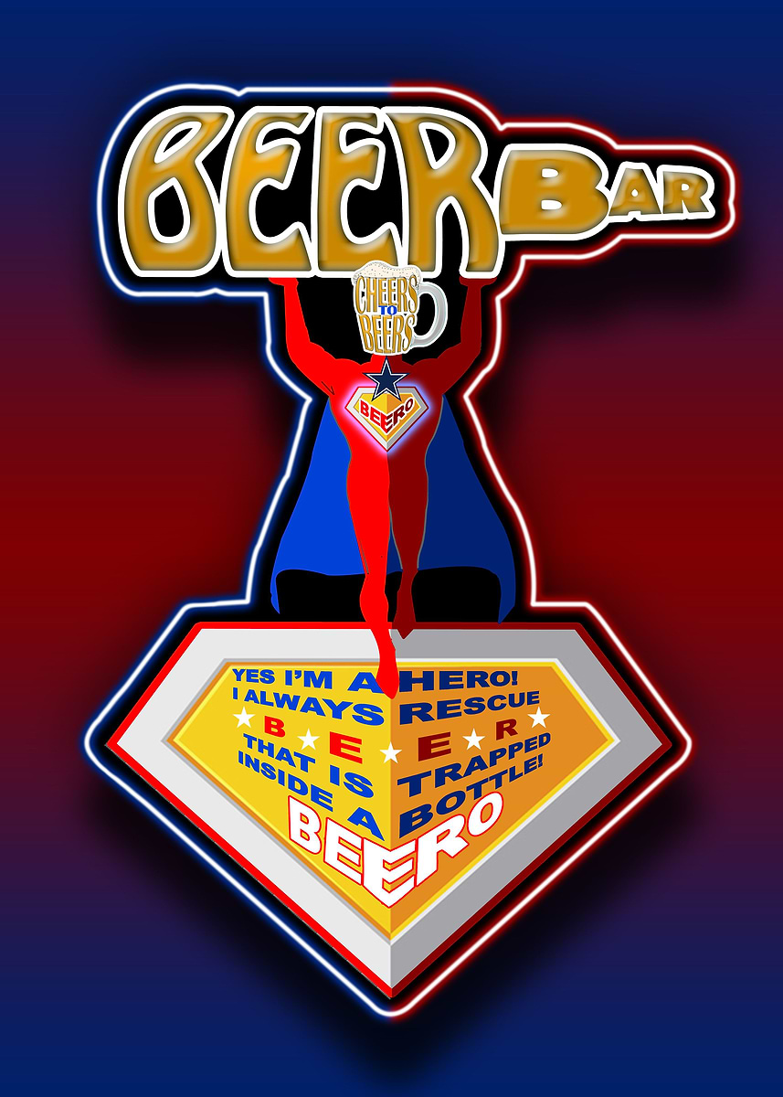 'The Beer Superhero Beero' Poster, picture, metal print, paint by Suyog ...