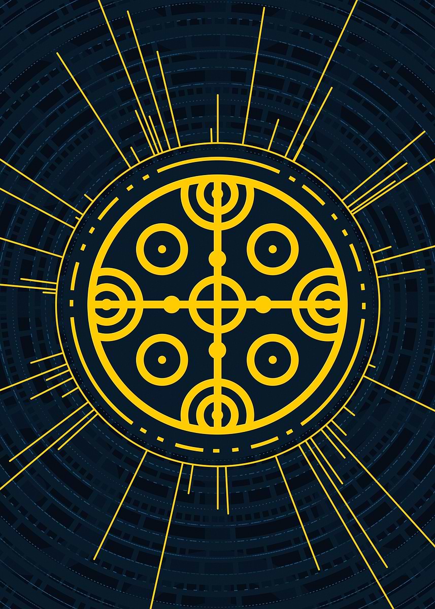 Gifu Rune 'Gold Geometric Glyph Rune' Poster, picture, metal print, paint by Holy ...