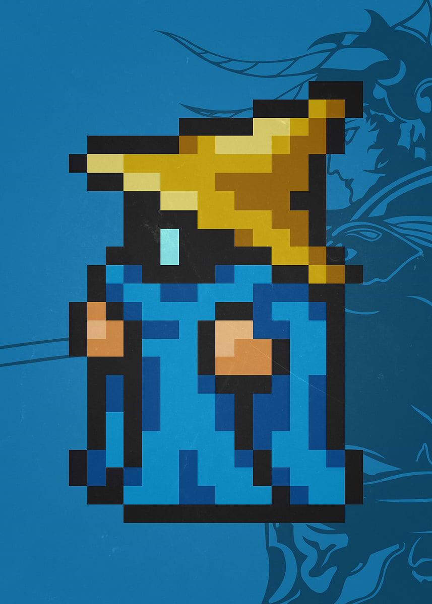 FF I Black Mage Pixel' Poster, picture, metal print, paint by Ze