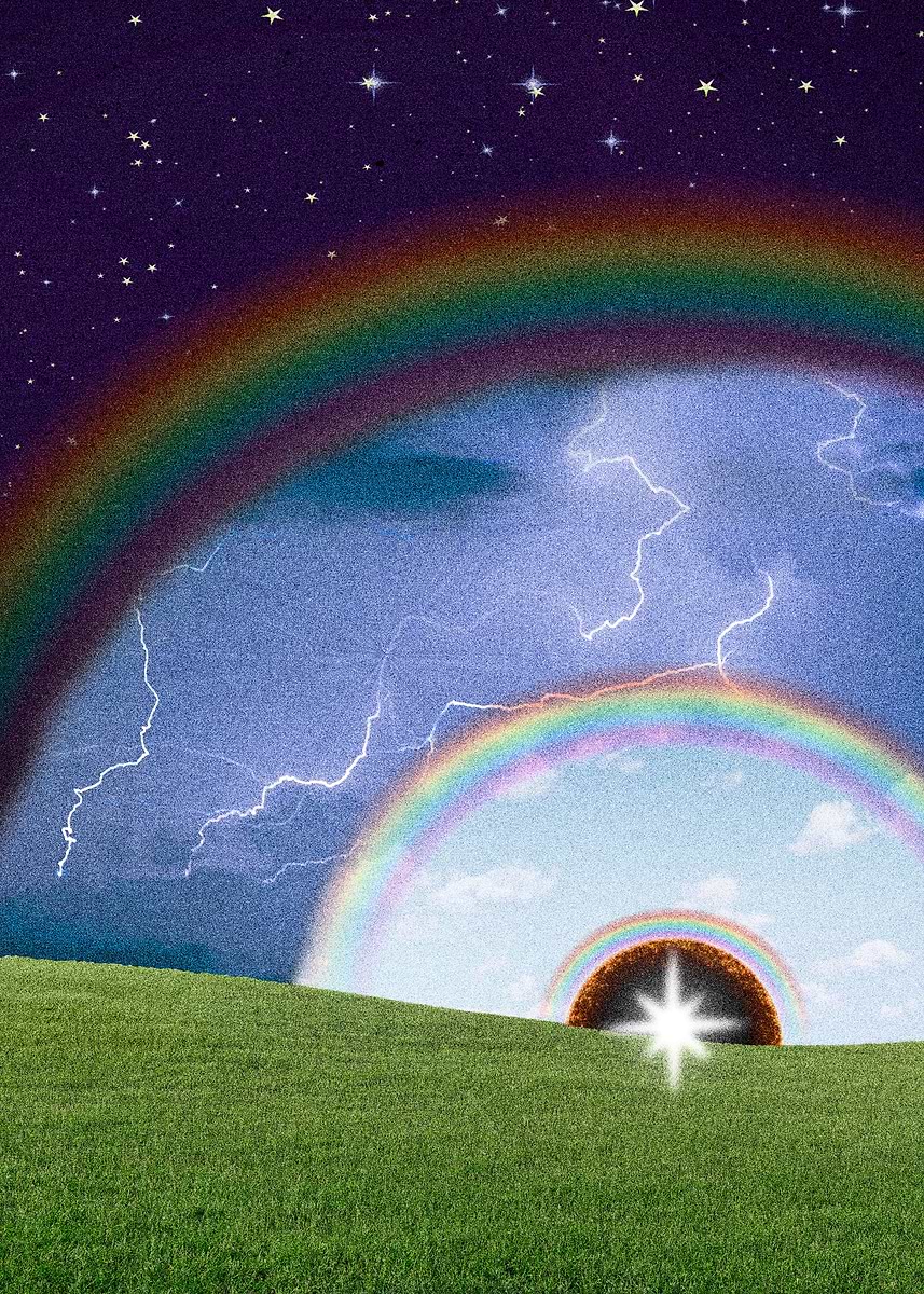 'Weirdcore Rainbow Storm' Poster, picture, metal print, paint by ...