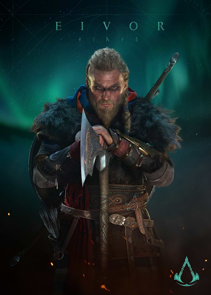 Displate　アサシン クリード ヴァル​​ハラ　メタルポスター Valhalla Characters' Poster, picture, metal print, paint by