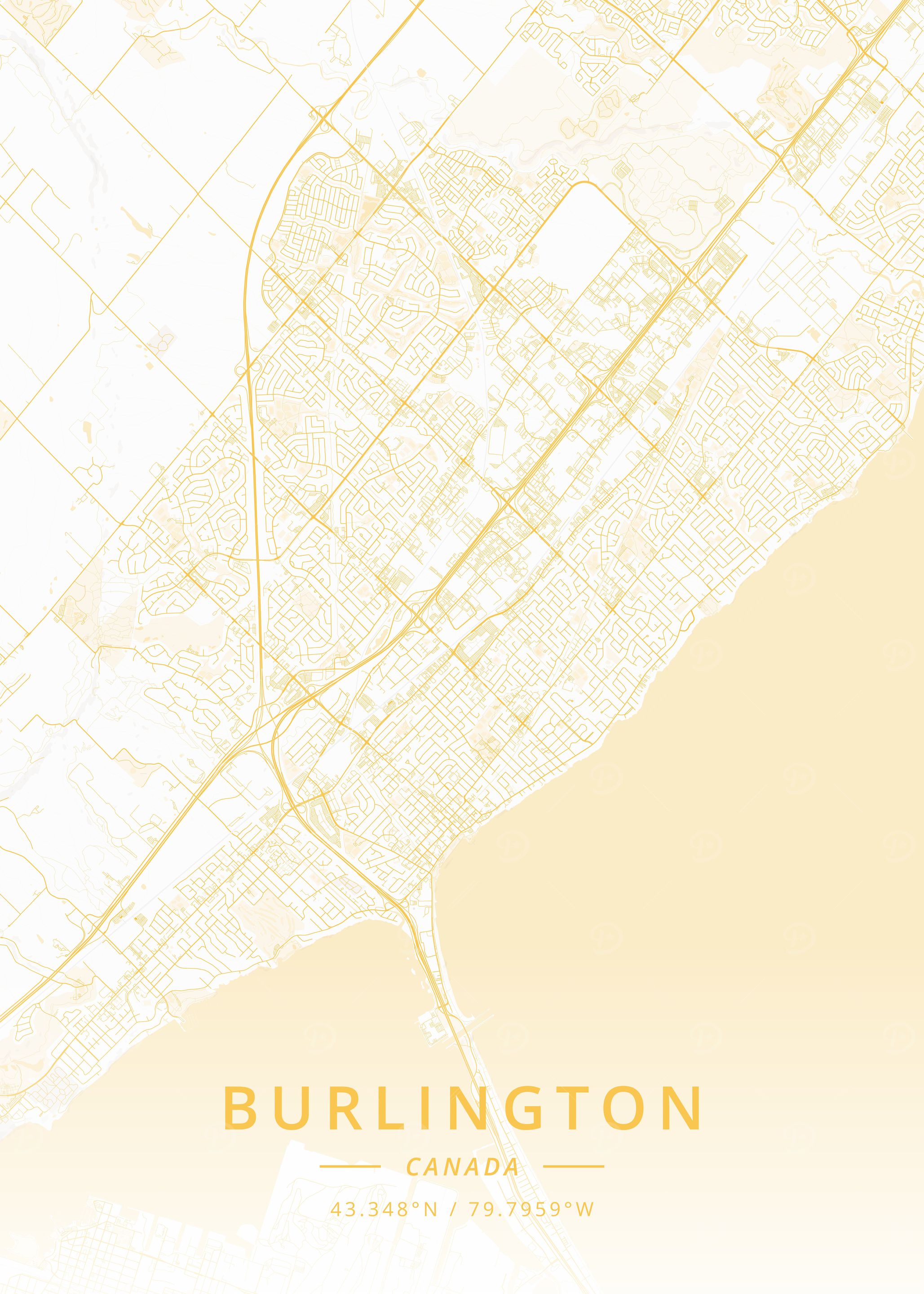 'Burlington Canada' Poster, picture, metal print, paint by Designer Map ...