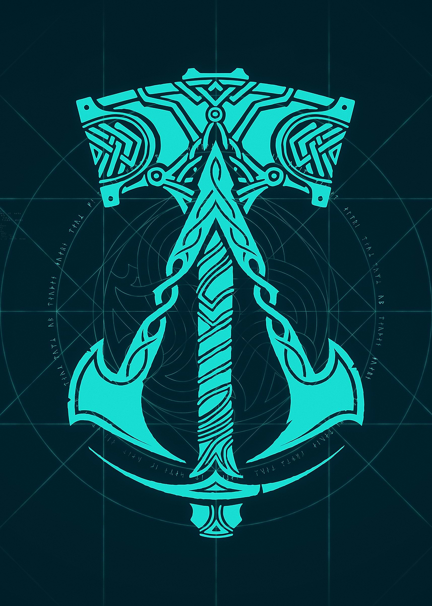 Displate　アサシン クリード ヴァル​​ハラ　メタルポスター Hammer Logo' Poster, picture, metal print, paint by
