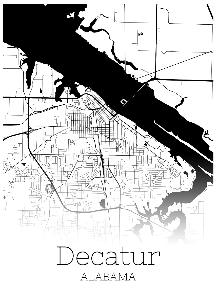 'Decatur Alabama map' Poster, picture, metal print, paint by RelDesign ...