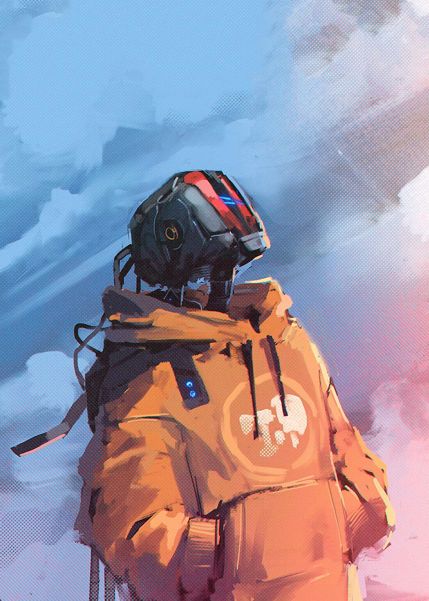 There will be light is a digital artwork that depicts a lone figure standing in a dark and rainy city.