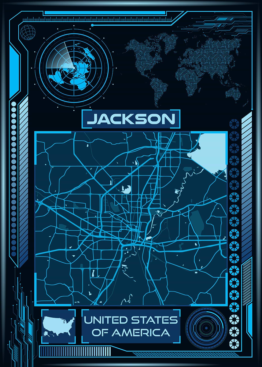 Jackson Reed Map 'JACKSON MAP USA' Poster, picture, metal print, paint by Artistic ...