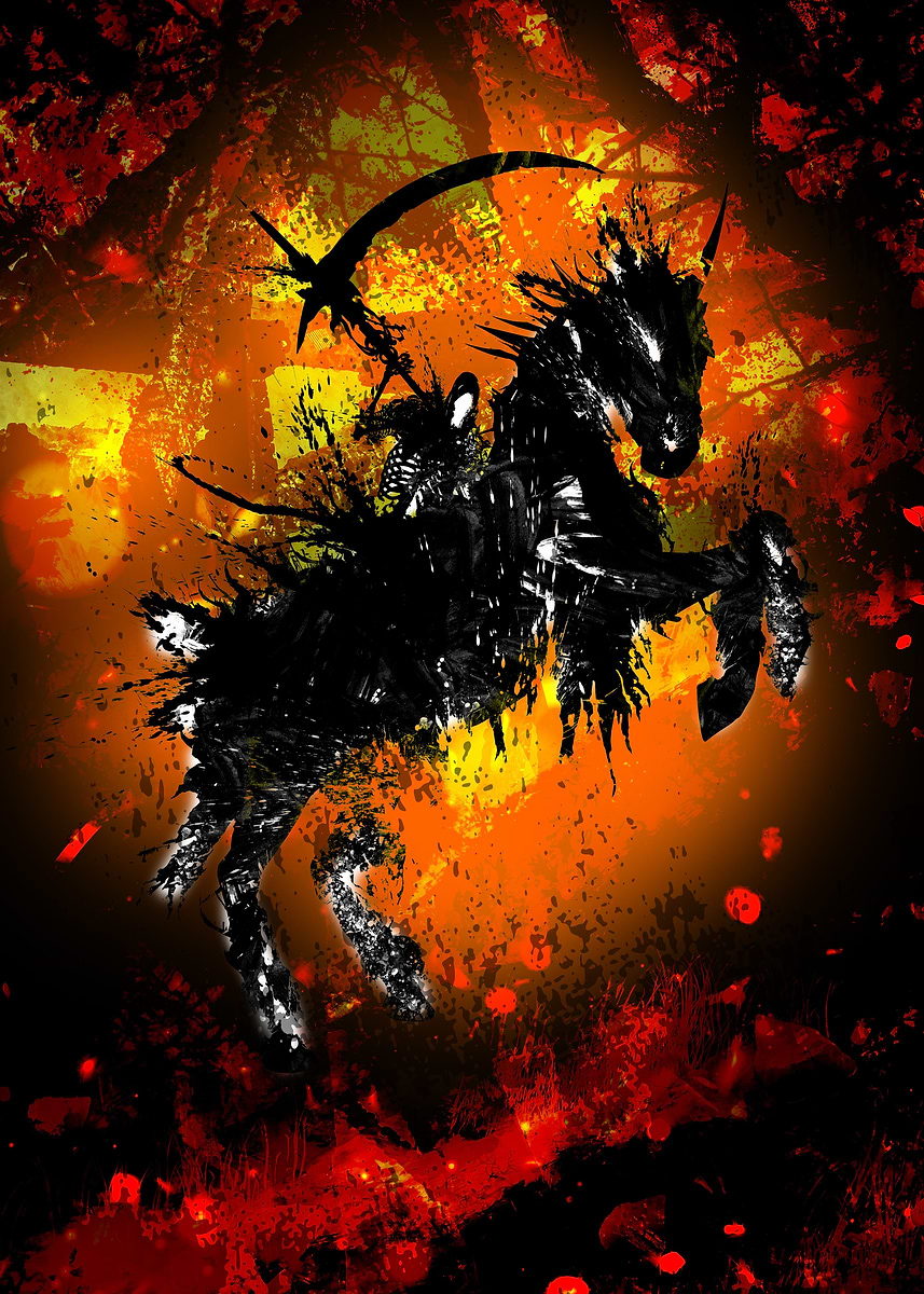 'Death rider in fire' Poster, picture, metal print, paint by Stefan ...