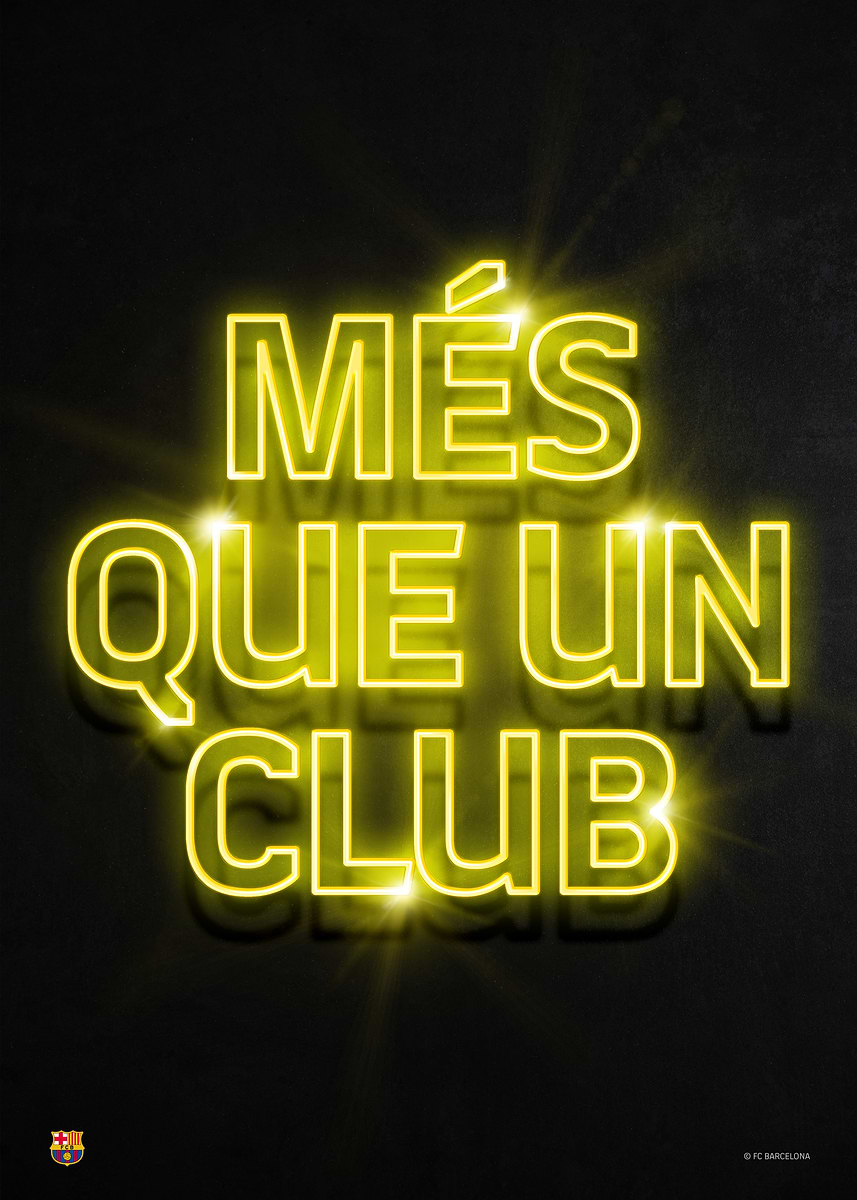 Mes Que un Club neon' Poster, picture, metal print, paint by