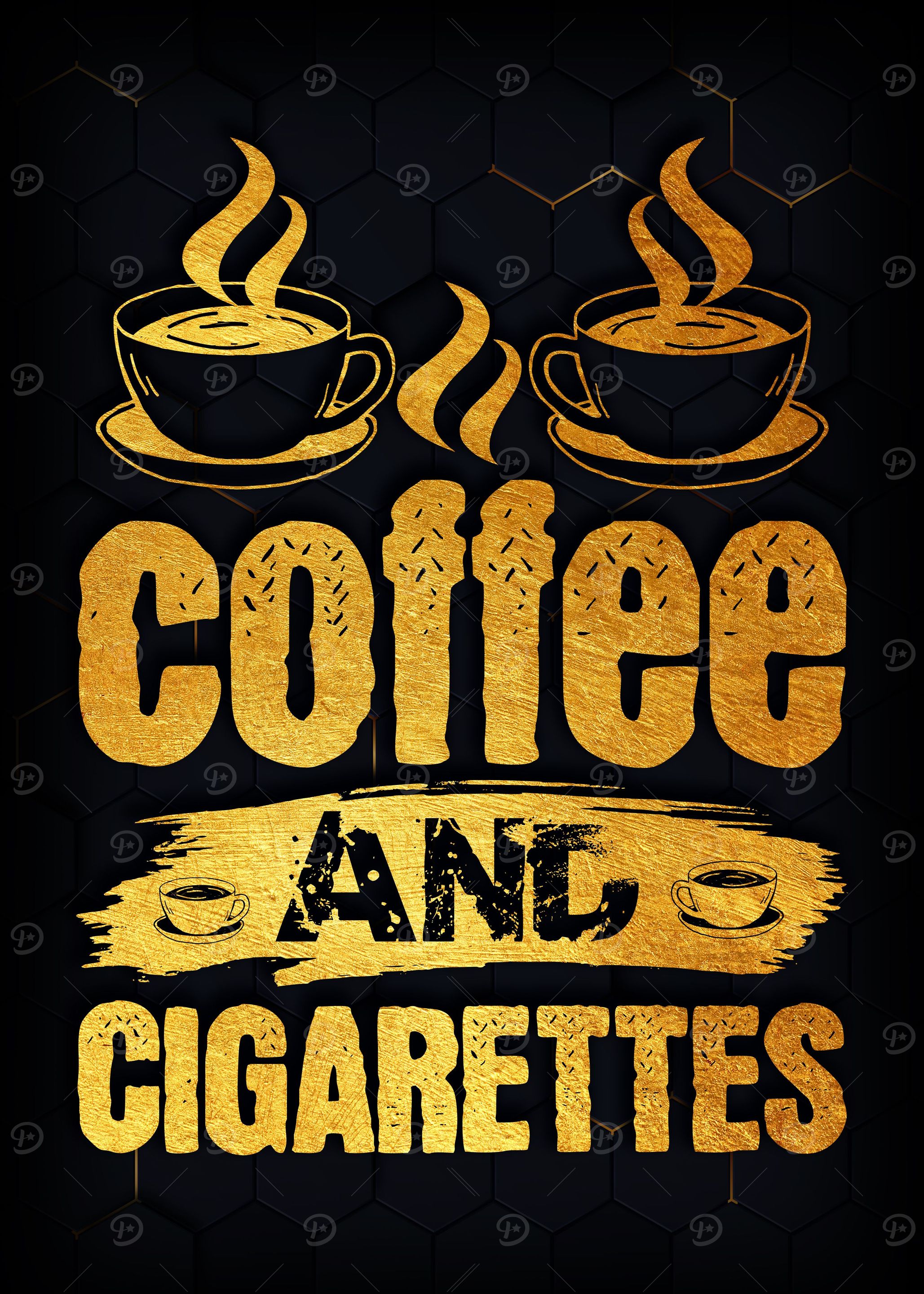 Coffee and cigarettes' Poster, picture, metal print, paint by Denis Siggers 