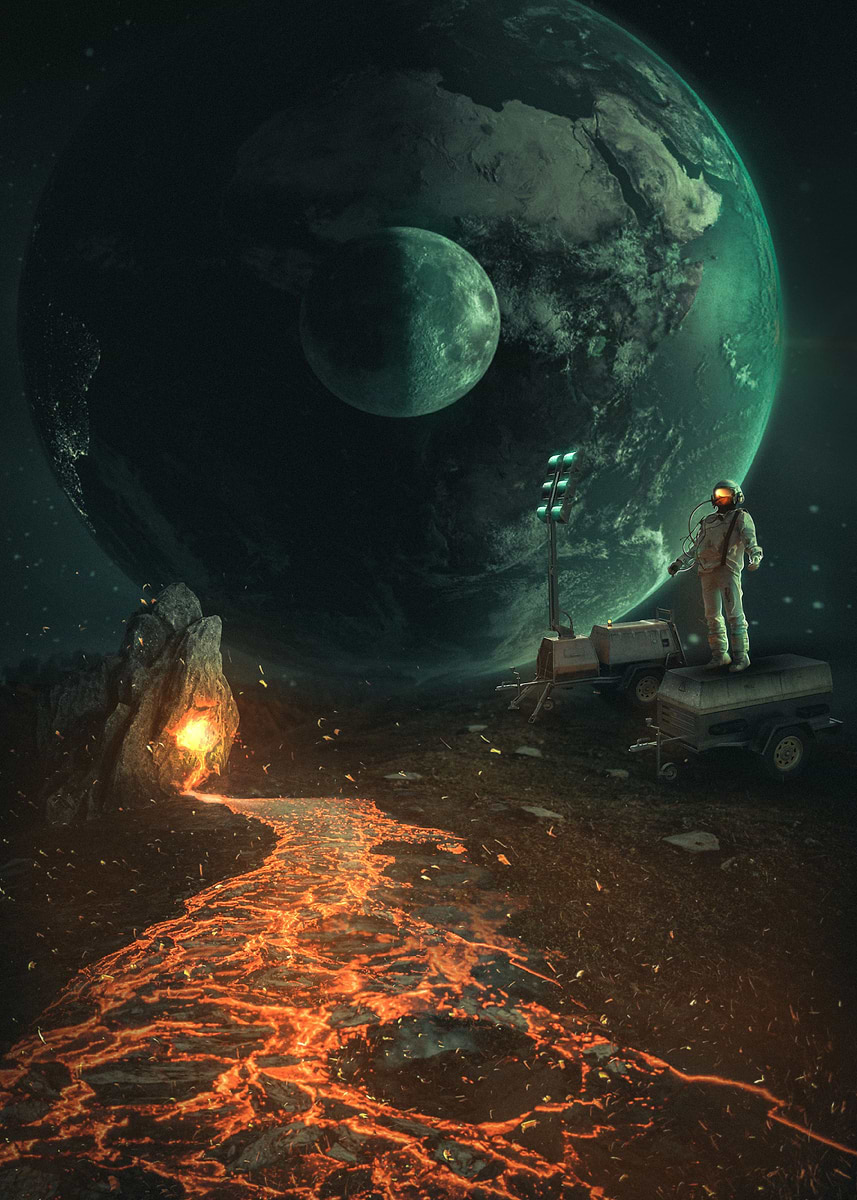'Space Fantasy Planet Alien' Poster, picture, metal print, paint by ...