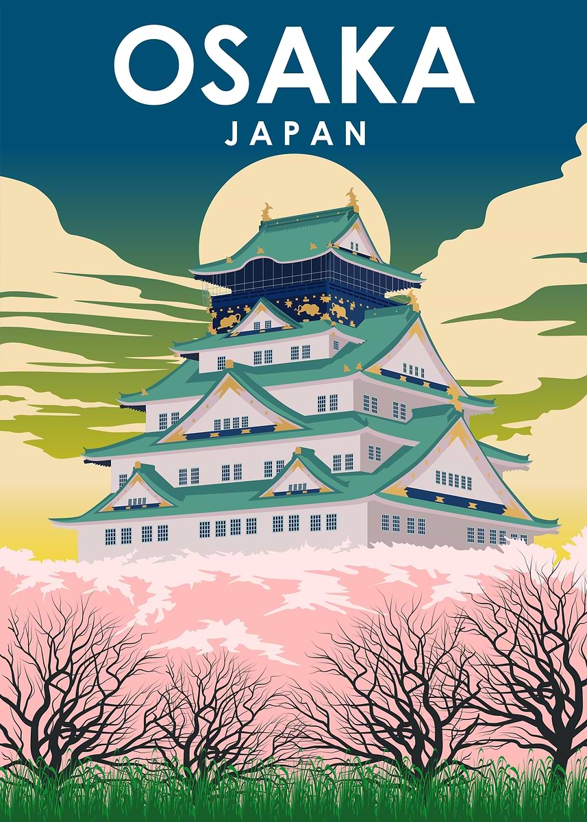 Osaka Japan Travel' Poster, picture, metal print, paint by Jorn