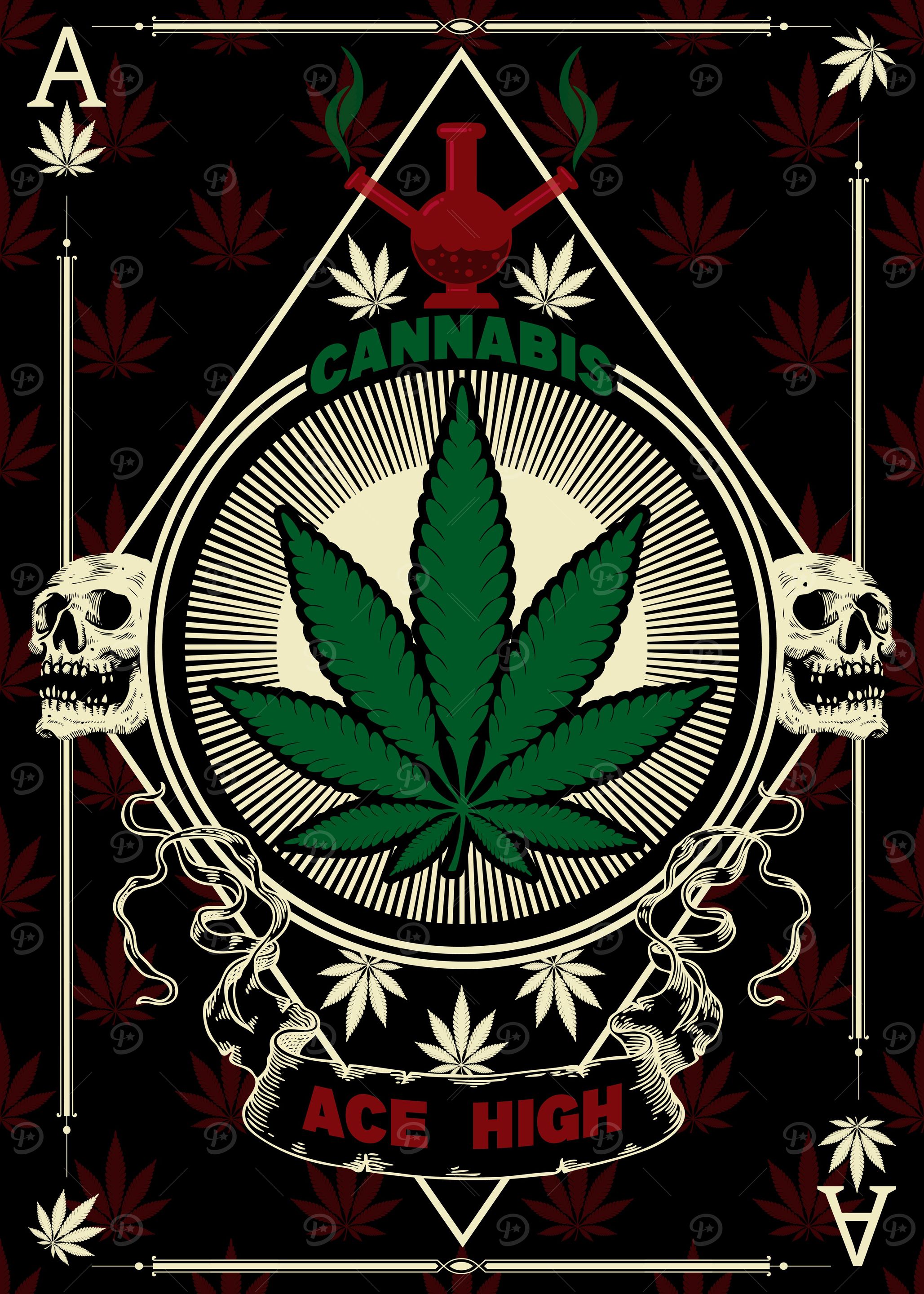Cannabis Ace High' Poster, picture, metal print, paint by Inspired
