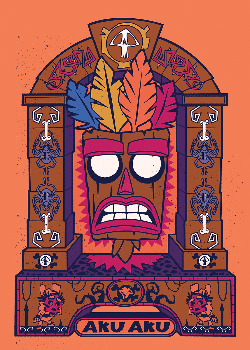 Aku Aku' Poster, picture, metal print, paint by Crash Bandicoot